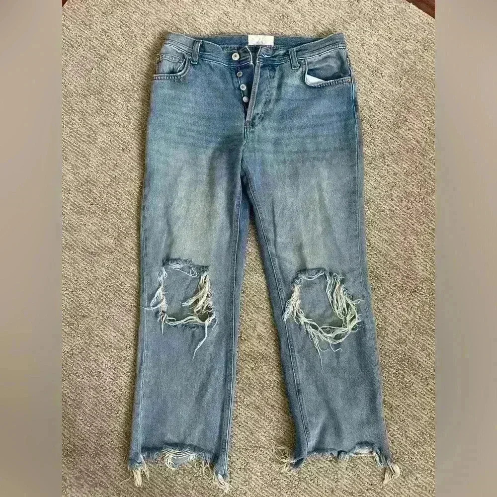 We The Free Free People Maggie Mid-Rise Straight-Leg Jeans Size 26